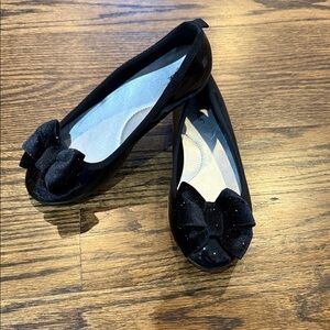 Cat & Jack Toddler Girl 1T Black Velvet Slip on Dress Shoes with Bow